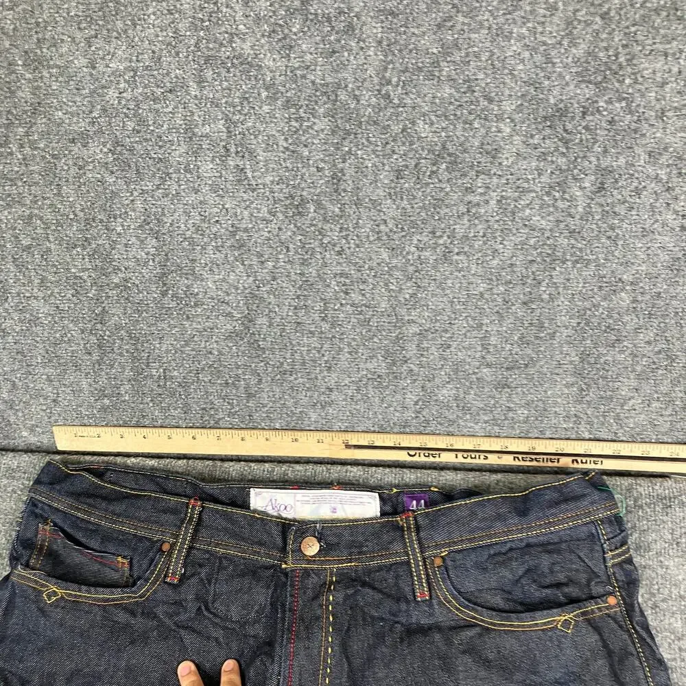 AKOO Jeans Womens Size 44 Dark Wash Cuffed Denim Relaxed Fit Streetwear Casual‎